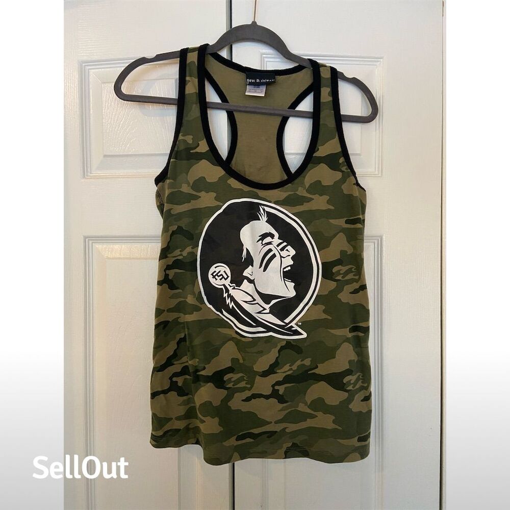 5th & Ocean Women's Camo Tank Top Florida State Seminoles Size L
